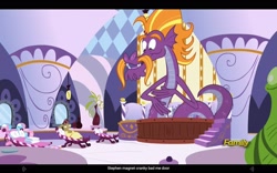 Size: 1680x1050 | Tagged: safe, screencap, aloe, lotus blossom, matilda, steven magnet, slice of life (episode), discovery family logo, fabulous, meme, spa, spa twins, youtube caption