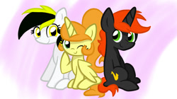 Size: 1365x767 | Tagged: safe, artist:php54, oc, oc only, oc:melodyamity, alicorn, pegasus, pony, unicorn, alicorn oc, cute