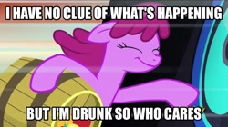 Size: 926x517 | Tagged: safe, edit, edited screencap, screencap, berry punch, berryshine, slice of life (episode), caption, holding, image macro, meme, solo, speaker