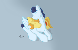 Size: 4200x2700 | Tagged: safe, artist:attackdog1000, braeburn, soarin', cuddling, gay, male, shipping, sleeping, snuggling, soarburn