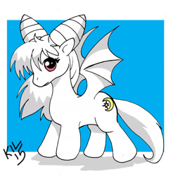 Size: 1600x1627 | Tagged: safe, artist:koku-chan, oc, oc only, oc:kita, bat pony, pony, cute, cutie mark, female, filly, ponified, signature, solo