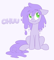 Size: 1057x1173 | Tagged: safe, artist:sweetfilthyfun, oc, oc only, oc:chuu, goo pony, original species, cute, dripping, floppy ears, slime, solo