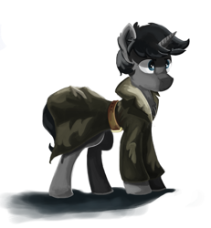 Size: 1997x2165 | Tagged: safe, artist:saxopi, oc, oc only, oc:pi, clothes, gray, solo, trenchcoat