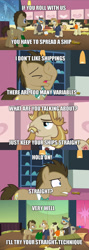 Size: 512x1435 | Tagged: safe, screencap, colter sobchak, doctor whooves, jeff letrotski, pony, slice of life (episode), bronybait, caption, image macro, male, meme, screencap comic, shipping, stallion, straight, theodore donald "donny" kerabatsos