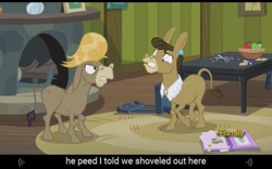 Size: 1023x637 | Tagged: safe, screencap, cranky doodle donkey, matilda, donkey, slice of life (episode), crankilda, meme, youtube caption