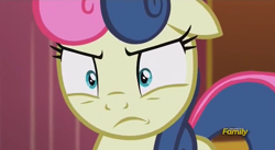 Size: 850x466 | Tagged: safe, screencap, bon bon, sweetie drops, earth pony, pony, slice of life (episode), angry, bon bon is not amused, female, mare, reaction image, solo