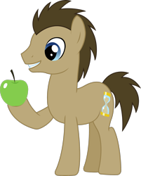 Size: 1585x1974 | Tagged: safe, artist:sketchmcreations, doctor whooves, pony, the one where pinkie pie knows, apple, holding, male, raised hoof, simple background, smiling, solo, stallion, transparent background, vector