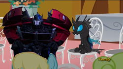 Size: 1600x900 | Tagged: safe, edit, screencap, daisy, flower wishes, kevin (changeling), sassaflash, changeling, slice of life (episode), 1000 hours in ms paint, 1000 years in photoshop, ms paint, optimus prime, transformers, transformers prime