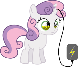 Size: 6934x6000 | Tagged: safe, artist:yoshimon1, sweetie belle, sweetie bot, pony, robot, unicorn, absurd resolution, charging, female, filly, foal, hooves, horn, power cord, simple background, solo, transparent background, vector