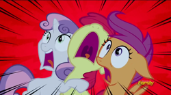 Size: 1488x828 | Tagged: safe, screencap, apple bloom, scootaloo, sweetie belle, appleoosa's most wanted, cutie mark crusaders, scared