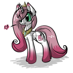 Size: 424x423 | Tagged: safe, artist:sapphfyr, oc, oc only, oc:kivil, pony, unicorn, crown, gold, heart, solo