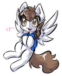 Size: 395x480 | Tagged: safe, artist:sapphfyr, oc, oc only, pegasus, pony, clothes, female, flying, heart, jacket, solo