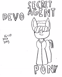 Size: 2312x2894 | Tagged: safe, artist:barryfrommars, earth pony, pony, devo, goggles, johnny rivers, monochrome, secret agent man, sketch, song reference, traditional art