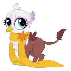 Size: 755x759 | Tagged: safe, artist:sweetest-lullaby, oc, oc only, oc:georgia, griffon, clothes, cute, magical lesbian spawn, offspring, parent:gilda, parent:greta, parents:grelda, scarf, solo