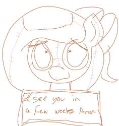 Size: 851x903 | Tagged: safe, artist:artguydis, oc, oc only, oc:raggie, original species, /mlp/, 4chan, monochrome, solo