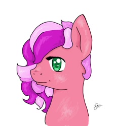 Size: 848x942 | Tagged: dead source, safe, artist:agnyciukas, oc, oc only, oc:curly dawn, bust, heart eyes, offspring, parent:big macintosh, parent:cheerilee, parents:cheerimac, portrait, wingding eyes