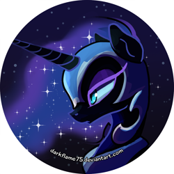 Size: 3308x3308 | Tagged: safe, artist:darkflame75, nightmare moon, bust, frown, lidded eyes, portrait, solo