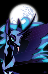 Size: 647x1000 | Tagged: safe, artist:probablyfakeblonde, nightmare moon, mare in the moon, moon, nightmare mlem, solo, tongue out