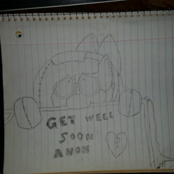 Size: 2976x2976 | Tagged: safe, oc, oc only, oc:raggie, original species, /mlp/, 4chan, lined paper, solo