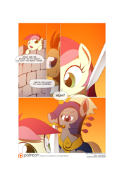 Size: 3541x5016 | Tagged: safe, artist:gashiboka, doctor whooves, roseluck, pony, comic:recall the time of no return, comic, male, patreon, patreon logo, royal guard, stallion