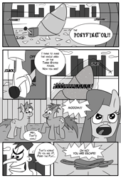 Size: 1182x1742 | Tagged: safe, artist:otakon, human, comic:ponyfinator, candace flynn, cartoon, crossover, dr doofenshmirtz, ferb, grammar error, grayscale, monochrome, phineas, phineas and ferb, transformation