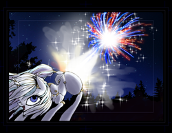 Size: 1179x911 | Tagged: safe, artist:great-5, oc, oc only, oc:stargazer, pony, unicorn, 4th of july, face down ass up, fart, female, fireworks, lightmare, mare, murica, patriotic, united states, wip