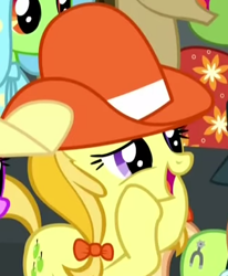Size: 318x386 | Tagged: safe, screencap, apple munchies, berry punch, berryshine, doctor whooves, marmalade jalapeno popette, yuma spurs, earth pony, pony, appleoosa's most wanted, apple family member, appleloosa resident, background pony, bow, cowboy hat, female, hair bow, hat, male, mare, may fair, solo focus, stallion