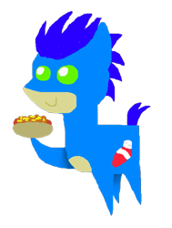 Size: 471x624 | Tagged: safe, artist:darkmoon0311, pony, 1000 hours in ms paint, chili dog, hot dog, ms paint, pointy ponies, ponified, solo, sonic the hedgehog, sonic the hedgehog (series), stick pony