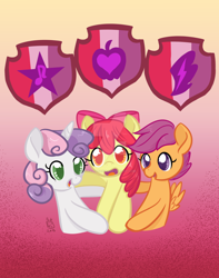 Size: 1024x1297 | Tagged: safe, artist:leafbunny, apple bloom, scootaloo, sweetie belle, crusaders of the lost mark, adorabloom, colored pupils, cute, cutealoo, cutie mark, cutie mark crusaders, diasweetes, the cmc's cutie marks, watermark