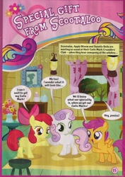 Size: 800x1128 | Tagged: safe, apple bloom, diamond tiara, scootaloo, sweetie belle, comic, cutie mark crusaders, official