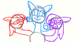 Size: 920x508 | Tagged: safe, oc, oc only, conjoined, conjoined twins, hydra pony, multiple heads, sketch, three heads