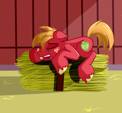 Size: 2000x1848 | Tagged: safe, artist:tehshockwave, big macintosh, earth pony, pony, hay, male, sleeping, solo, stallion