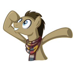 Size: 1440x1440 | Tagged: safe, artist:thecheeseburger, doctor whooves, pony, slice of life (episode), clothes, cute, fourth doctor's scarf, male, scarf, simple background, solo, stallion, tom baker's scarf, transparent background