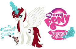Size: 1102x718 | Tagged: safe, oc, oc only, oc:fausticorn, lauren faust, magic, quill, solo