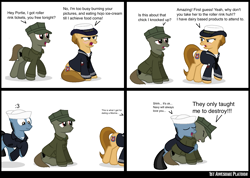 Size: 1583x1126 | Tagged: safe, artist:ethanchang, oc, oc only, oc:bellbottom, oc:portlock, oc:rapiddeploy, 1st awesome platoon, :3, coast guard, feels bad man, marines, military, military uniform, navy, scrunchy face, shipping, us marines, us navy