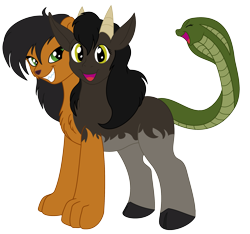 Size: 2397x2244 | Tagged: safe, chimera, snake, somepony to watch over me, chimera pony, cloven hooves, conjoined, conjoined twins, multiple heads, three heads