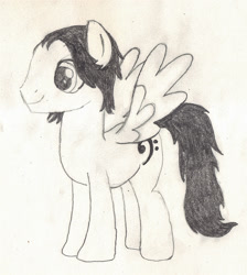 Size: 1571x1751 | Tagged: safe, artist:chronicle23, oc, oc only, oc:velvet bass, pegasus, pony, bass clef, male, monochrome, solo, stallion