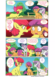 Size: 1600x2261 | Tagged: safe, artist:jeremy3, apple bloom, scootaloo, sweetie belle, pony, comic:everfree, comic, cutie mark crusaders, letter, panic, spinning