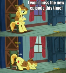 Size: 444x492 | Tagged: safe, edit, edited screencap, screencap, braeburn, appleoosa's most wanted, discovery family, discovery family logo, exploitable meme, image macro, meme, sleeping