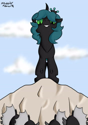 Size: 2480x3507 | Tagged: safe, artist:midnightmeowth, changeling, drone, fangs, horn, wings