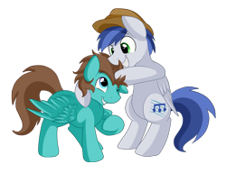 Size: 3053x2346 | Tagged: safe, artist:pridark, oc, oc only, pegasus, pony, cap, commission, cute, duo, hat, noogie, playful, simple background, transparent background