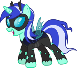 Size: 2915x2582 | Tagged: safe, artist:timelordomega, lyra heartstrings, changeling, scare master, changeling costume, clothes, costume, fangs, mask, nightmare night, simple background, solo, transparent background, vector