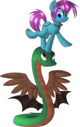 Size: 1708x2728 | Tagged: safe, artist:january3rd, oc, oc only, oc:aurora, earth pony, original species, snake, coatl, simple background, transparent background