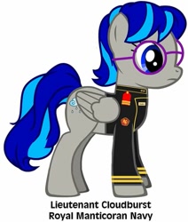 Size: 543x640 | Tagged: safe, artist:lt. starnight rmn, oc, oc only, pegasus, pony, pony creator, clothes, glasses, honor harrington (series), honorverse, royal manticoran navy, uniform