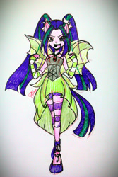 Size: 540x810 | Tagged: safe, artist:aizy-boy, aria blaze, equestria girls, rainbow rocks, fin wings, photo, ponied up, sleeveless, solo, traditional art