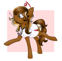 Size: 2113x2080 | Tagged: safe, artist:marsminer, oc, oc only, oc:sticky roll, earth pony, pony, clothes, cosplay, costume, fanart, nurse, oc-tober, solo, thermometer