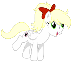 Size: 2308x2000 | Tagged: safe, artist:vectorfag, oc, oc only, oc:kyrie, pegasus, pony, aryan, aryan pony, balkenkreuz, blonde, bow, cute, female, hair bow, heart, legs in air, luftwaffe, nazipone, ponytail, simple background, smiling, solo, trace, transparent background, vector