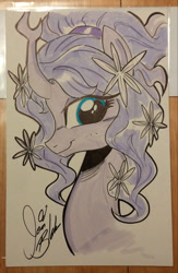 Size: 601x921 | Tagged: safe, artist:ponygoddess, oc, oc only, oc:harmony (heilos), flower, flower in hair, ponified, solo, traditional art, tree of harmony