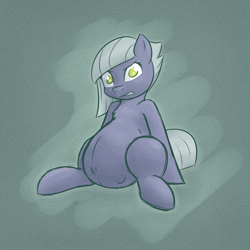 Size: 2000x2000 | Tagged: safe, artist:funble, limestone pie, belly, belly button, kicking, looking at you, pregnant, sitting, solo