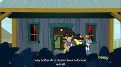 Size: 1281x713 | Tagged: safe, screencap, sheriff silverstar, star spur, appleoosa's most wanted, meme, youtube caption